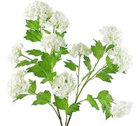 FiveSeasonStuff Summer White Snowball Viburnum Long Stem Real Touch Artificial Flowers 88cm 2 Stems