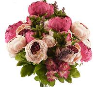 FiveSeasonStuff Vintage Artificial Peonies Silk Peony Flowers and Hydrangeas for Wedding Bridal Home Décor - Beautiful Floral Centerpiece Arrangement Decoration with 2 Bouquets (Mixed Pink)