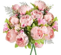 FiveSeasonStuff Vintage Artificial Peonies Silk Peony Flowers and Hydrangeas for Wedding Bridal Home Décor - Beautiful Floral Centerpiece Arrangement Decoration with 2 Bouquets (Charm Pink)