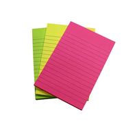 Fivestar 5 Star Extra Sticky Pads 70Gsm 3 Neon Assorted Colours Yellow Pink & Green 90 Sheets 150X101mm Pack 3