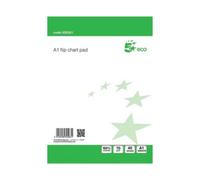 5 Star Flipchart Pad A1 - Eco Recycled, Perforated, 70gsm, 40 Sheets, Green/White (Pack of 5)