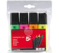 Fivestar 5 Star Highlighters Chisel Tip 1-5mm Line Assorted Wallet 4