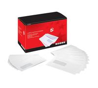 5 Star Mail Machine Envelopes C5 Window Gummed 90gsm White Pack of 500