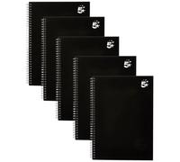 5 Star Notebook Wirebound Hard Cover Ruled 80gsm A4 Black [Pack of 5]