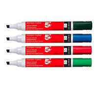 Fivestar 5 Star Office 938640 2-5 mm Xylene/toluene-Free Chisel Tip Line Dry Wipe Marker - Multi-Colour (Pack Of 6)