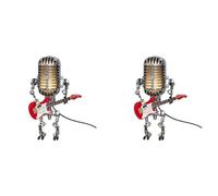Fivetwofive 2X Retro Style Vintage Microphone Robot Desk Lamp, Vintage Microphone Robot Touch Dimmer Lamp Table Lamp Red