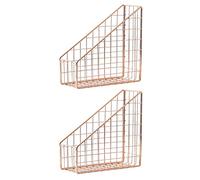 Fivetwofive 2X Rose Gold Electroplated Iron Book Holder Desktop Shelf File Magazine Book Stand Office Stationery Organizer Holder