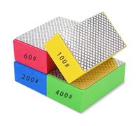 Fivetwofive 4 Pack Diamond Hand Polishing Pads, Diamond Polishing Pads for Wood Tile Glass Stone (60/100/200/400 Grit)