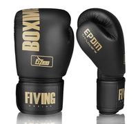FIVING Boxing Gloves for Men and Women, Heavyweight, Black, Suitable for Boxing, Kickboxing, Mixed Martial Arts, Muay Thai, MMA, Heavy Bag Training (Schwarzes Gold, 14oz)