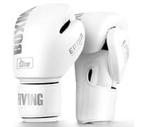 FIVING Boxing Gloves for Men and Women, Heavyweight, Black, Suitable for Boxing, Kickboxing, Mixed Martial Arts, Muay Thai, MMA, Heavy Bag Training (Weiß grau, 10oz)