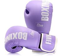 FIVING Pro Style Boxing Gloves for Women, PU Leather, Training Muay Thai,Sparring,Fighting Kickboxing,Adult Heavy Punching Bag Gloves Mitts Focus Pad Workout for Ladies (Purple, 12oz)