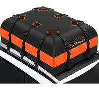 FIVKLEMNZ Car Rooftop Cargo Carrier Roof Bag Waterproof for All Top of Vehicle with/Without Rack Includes Topper Anti-Slip Mat + Reinforced Straps + 6 Door Hooks + Luggage Lock (21 Cubic Feet)