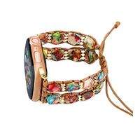 Fivoilin Boho Beaded Bracelet Compatible with Apple Watch Band 42mm 44mm 45mm 46mm 49mm Women, Handmade Natural Stone Braided Apple Watch Strap for iWatch Band Series 10 9 8 7 6 5 4 3 2 1 SE Ultra 2 -