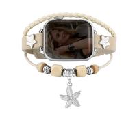 Fivoilin Boho Leather Wrap Bracelet Compatible with Apple Watch Bands 42mm 44mm 45mm 46mm 49mm Women, Handmade Beaded Thin Strap with Charm for iWatch Band Series 11 10 9 8 7 6 5 4 3 2 1 SE 3 Ultra 2