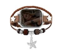 Fivoilin Boho Leather Wrap Bracelet Compatible with Apple Watch Bands 42mm 44mm 45mm 46mm 49mm Women, Handmade Beaded Thin Strap with Charm for iWatch Band Series 11 10 9 8 7 6 5 4 3 2 1 SE 3 Ultra 2