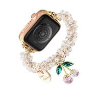 Fivoilin Crystal Beaded Bracelet Compatible with Apple Watch Band 38mm 40mm 41mm Women, Fancy Bling Band with Cute Charms Handmade Stretch Replacement Strap for iWatch Band SE Ultra 2 Series 10 9 8 7