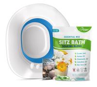 Fivona 2-in-1 Sitz Bath Soak Kit Over The Toilet Seat with Epsom Salt with Essential Oils Blend for Hemorrhoids and Postpartum Care Ideal for Perineal Soaking and Fast Irritation Relief