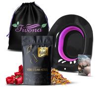 Fivona 3-in-1 Yoni Steam Kit Black - Foldable Over The Toilet Steamer Seat with Herbal Blend and Storage Bag - Effective Detox pH Balance Cleansing an