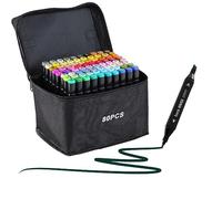 FIVOVOUK 80 Colours Dual Tip Art Markers Set, Felt Tip Pens for Adults, Permanent Alcohol Marker Pens for Drawing, Sketching, Anime, Manga, and Graffiti with Carrying Case and Storage Base