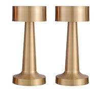 Fivtsme Touch Sensor Table Lamp - Wireless, 2 Gold Metal With 3 Light Modes, Portable Night Lamp