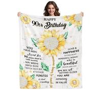 Fiwbnasz 90th Birthday Gifts for Women, 90th Blanket, Gift for 90 Year Old Women, 90th Birthday Decorations Gift Ideas for Her, Turning 90 Throw Blanket, Happy 90th Blanket 50" X 60"