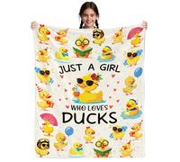 Fiwbnasz Duck Blanket for Girls, Yellow Ducks Themed Gifts, Duck Lovers Gifts for Women, Just A Girl Who Loves Ducks, Cute Cartoon Blanket 50" x 60"