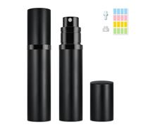 Fiwecos Perfume Atomiser Refillable Empty Mini Perfume Bottles No Funnel or Dropper Required Portable Atomiser of 5 ml (Black + Black)