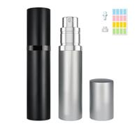 Fiwecos Perfume Travel Refillable Bottle Portable Atomiser Spray Bottle Fragrance Pump Filling from Bottom Mini Bag Size 5 ml for Travel and Going Out (Black + Grey)