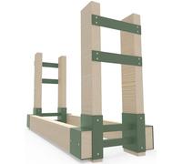 Fiwithy Outdoor Firewood Rack Bracket Kit with 4 Support Bars for Fire Wood Pile Storage, Heavy Duty DIY Fireplace Log Stacking Stand Holder for 2x4 lumber, Green, 1 Pair