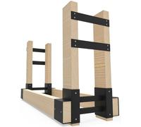 Fiwithy Outdoor Firewood Rack Bracket Kit with 4 Support Bars for Fire Wood Pile Storage, Heavy Duty DIY Fireplace Log Stacking Stand Holder for 2x4 lumber, Black, 1 Pair