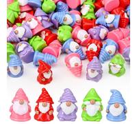 Fiwochic 100 Pcs Mini Gnomes Tiny Figures Miniature Gnomes Bulk Miniature Figurines Mini Resin Fairy Statues for Garden Landscape Outdoor Patio Yard