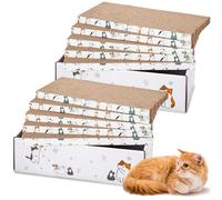 Fiwochic 12 Pcs Cat Scratch Pads with Box Durable Cat Scratcher Cardboard Reversible Recyclable for Indoor Small Medium Kitten to Play Rest Grind Claws Furniture Protector