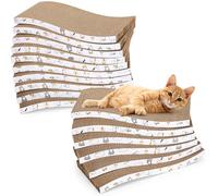 Fiwochic 16pcs Cat Scratching Cardboard Bulk - 13.4x6x0.8 Inch Durable Cat Scratching Pad Reversible Cardboard Safe for Indoor Kitten Shelter Stray Kitten Sleep Biting Play and Grind Claws(Wavy)