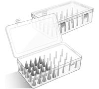 Fiwochic 2 Pcs Piping Tip Box with Fixed Pins 84 Piping Tip Organizer Baking Cake Decoration Tool Storage Box (Clear)