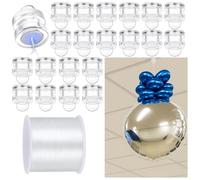 Fiwochic 20 Pack Magnetic Ceiling Hooks with 328ft Clear Hanging Line, Magnet Hooks for Balloons, Party Decorations, Classroom, Office, Retail Display, Poster Sign Hanging, Damage-Free Ceiling Mount