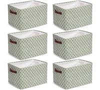 Fiwochic 6 Pcs Back to School Storage Basket Box Large England Ivy Foldable Basket with Handles Green Empty Gift Box Collapsible Holiday Storage Organizer Bins for Office Home Bedroom Closet