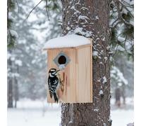 Fiwochic Outdoor Bluebird Weather Resistant Natural Cedar Nesting Box Bird House Easy Open Latch, and Metal Roof