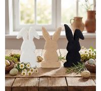 Fiwochic Rustic Wood Bunny Table Centerpiece Signs, Easter Decorations for Home, Easter Farmhouse Tiered Tray Decor for Gifts, Tabletop Office Party Shelf Decoration (Black, White, Brown)