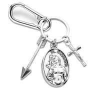 Fiwochic Saint Sebastian Keychain for Men Gift Saint Key Clip Saints of Athletes Sport Key Chain St Sebastian Medal for Car Backpack Wallet Hockey Bag