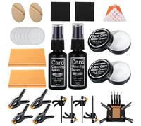 Fiwochic Trading Card Cleaning Kit Card Flattening Kit Repair Accessory Includes 2 Acrylic Discs 100 Cotton Swabs 100 Cleaning Pads 2 Polishing Paste 2 Cleaner 2 Yellow Suede Cloths 8 Small Clips