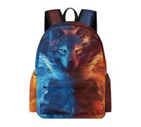 Fiwsuyr Student Backpack,17-Inch School Backpack for Teenagers,Backpack for School or Travel,Polyester Material, Wolf, 16 inches, Youthful
