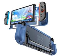 FIWWAT Dockable Case for Nintendo Switch 2, Comfortable Ergonomic Anti-Slip Grip Cover,Quick-Release Joy-Con, Slim Protective Shock-Absorbing Case for Switch 2- Blue