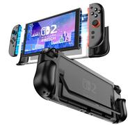 FIWWAT Dockable Case for Nintendo Switch 2, Comfortable Ergonomic Anti-Slip Grip Cover,Quick-Release JoyCons, Fit for Switch 2 Stand, Slim Protective Shock-Absorbing Case- Black