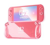 FIWWAT Protective Case for Nintendo Switch 2 2025, Ergonomic Grip Design, Clear Soft TPU Case Cover for Switch 2, Anti-Scratch, Easy to Install - Pink