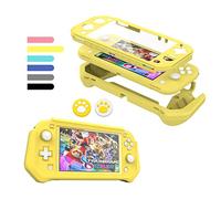 FIWWAT Switch Lite Case Protective Case for Nintendo Switch Lite, Compatible with Nintendo Switch Lite Cover with Built-in PC Screen Protector Hand Grip Case with 2 Thumb Grip Caps, Yellow