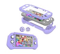 FIWWAT Switch Lite Case Protective Case for Nintendo Switch Lite, Compatible with Nintendo Switch Lite Cover with Built-in PC Screen Protector Hand Grip Case with 2 Thumb Grip Caps, Purple