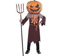 amscan 9907141 - Unisex Kids Halloween Big Head Scary Pumpkin Jumpsuit Childs Fancy Dress Costume Age: 10-12 Years