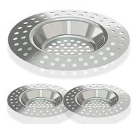 FIX-IT Stainless Steel Kitchen Sink Strainer Plug: Hair Catcher & Drain Filter - 75mm Diameter, Ideal for Kitchen and Bathroom Sinks, Bathtubs, and Showers (Pack of 3)