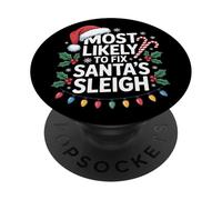 Fix Santa's Sleigh Christmas Party Elf Humor Quote PopSockets Adhesive PopGrip