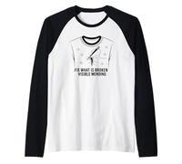 Fix What is Broken Visible Mending Clothing Repair Raglan Baseball Tee